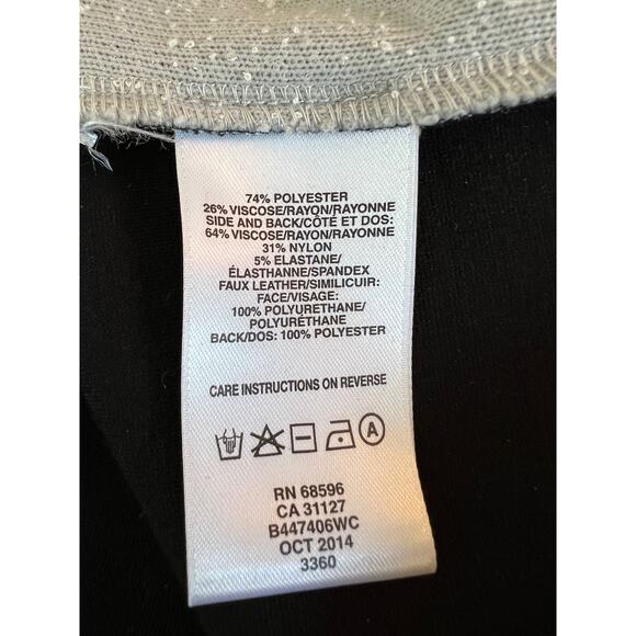 DKNY B & W Color Block Sleeveless Faux Leather Cap Sleeve Over Knee Dress Size 6 - Picture 8 of 10